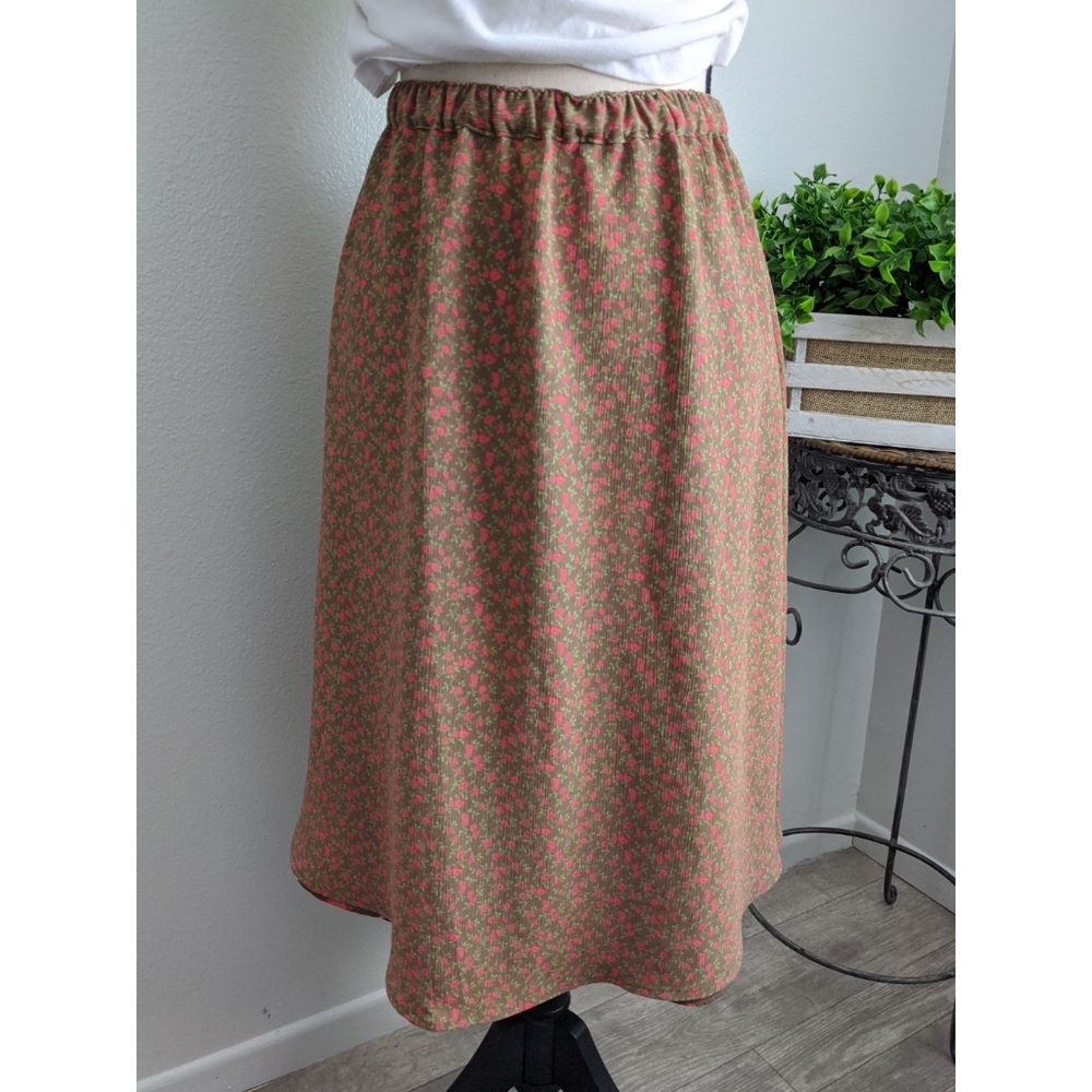 Vintage Reversible floral elastic waist skirt - Picture 3 of 6